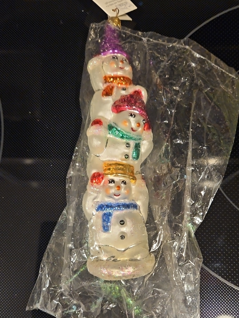 ORIGINAL 1995 CHRISTOPHER RADKO Stacked Snowmen Ornament